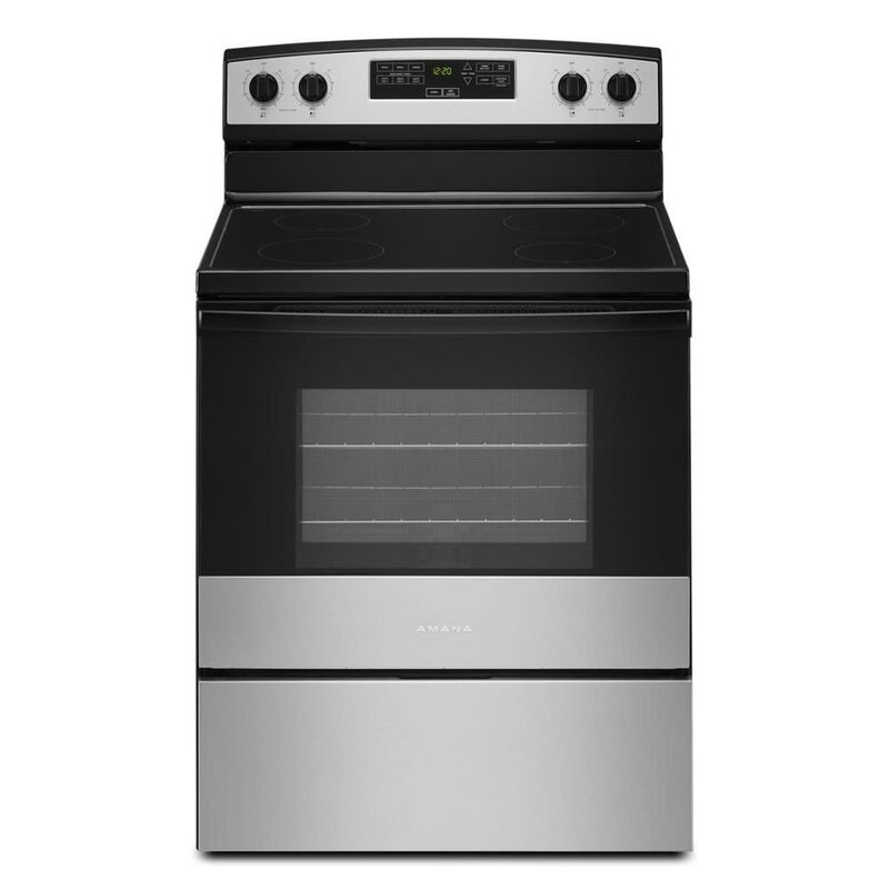 Amana *AER6303MMS  30 in. 4 Burner Element Freestanding Electric Range in Stainless Steel