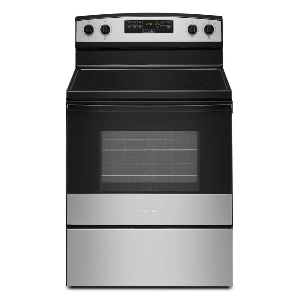 Amana *AER6303MMS  30 in. 4 Burner Element Freestanding Electric Range in Stainless Steel