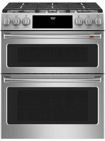 CAFE *C2S950P2MS1  30 in. 7.0 cu. ft. Slide-In Smart Double Oven Dual-Fuel Range with Convection and Self-Clean in Stainless Steel