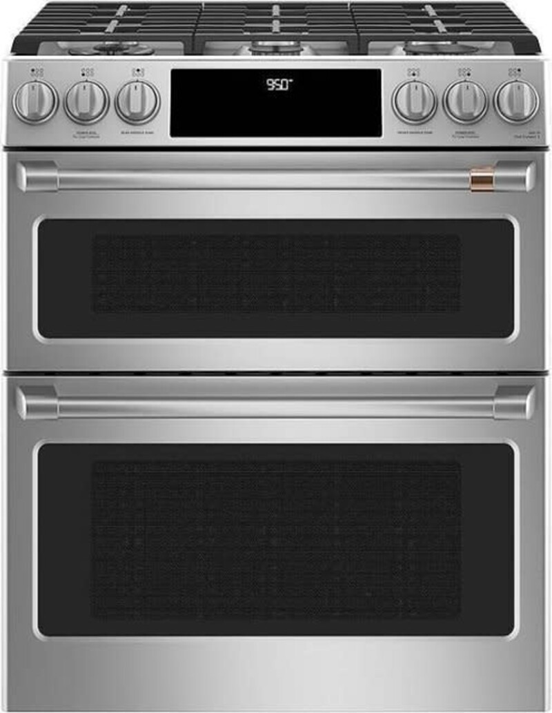 CAFE *C2S950P2MS1  30 in. 7.0 cu. ft. Slide-In Smart Double Oven Dual-Fuel Range with Convection and Self-Clean in Stainless Steel