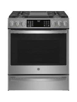 GE *PGS930YPFS  Profile 30 in. 5 Burner Smart Slide-In Gas Range in Fingerprint Resistant Stainless with Convection and Air Fry