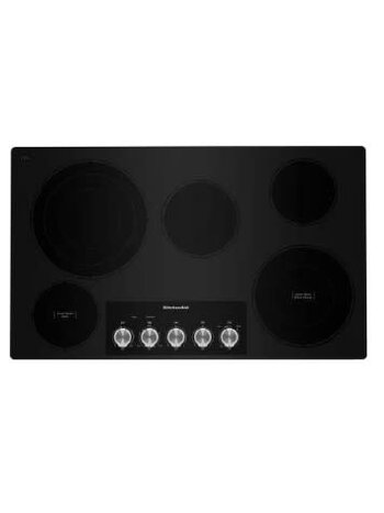 Kitchenaid *KCES556HBL  36 in. Radiant Electric Cooktop in Black with 5 Burner Elements and Knob Controls