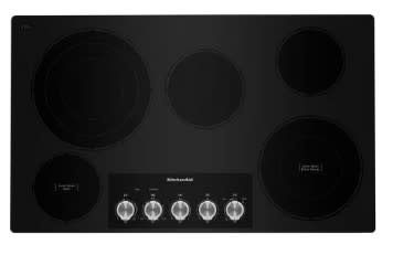 Kitchenaid *KCES556HBL  36 in. Radiant Electric Cooktop in Black with 5 Burner Elements and Knob Controls