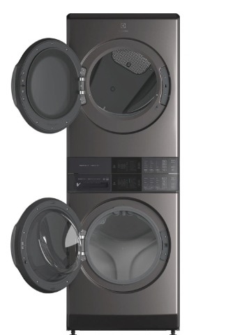 Electrolux *ELTE7600AT  4.5 cu. ft. Stacked Washer and 8.0 cu. ft. Electric Dryer Laundry Tower in Titanium, SmartBoost Premixing, Energy Star