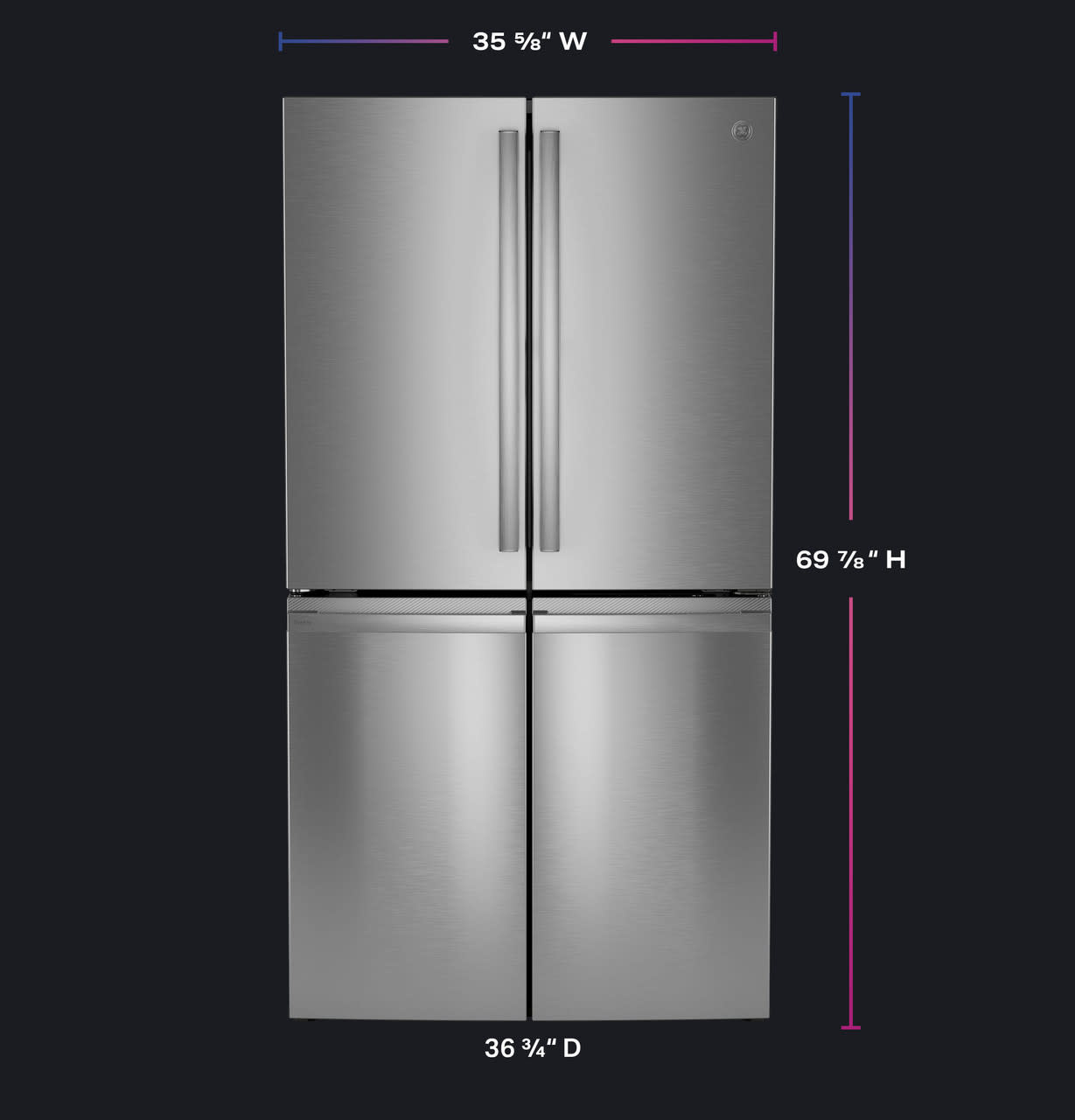 GE *PAD28BYTFS  28.4 Cu. Ft. Quad-Door Refrigerator with Dual-Dispense AutoFill Pitcher and Door in Door