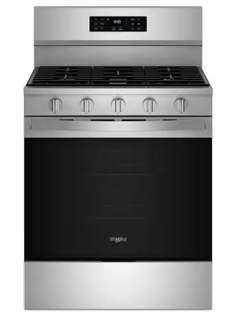 Whirlpool *WFGS5030RZ  30 in. 5 Burners Freestanding Gas Range in Fingerprint Resistant Stainless Steel with Air Cooking Technology