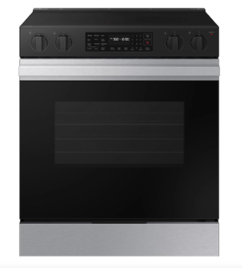Samsung NE63BG8315SS  (NIB) 30-in Smooth Surface 5 Elements 6.3-cu ft Self and Steam Cleaning Air Fry Convection Oven Slide-in Smart Electric Range (Fingerprint Resistant Stainless Steel)