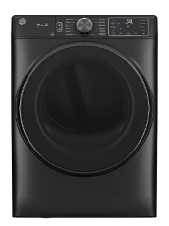 GE *GFD65GSPVDS 7.8 cu. ft. Capacity Smart Front Load Gas Dryer with Steam and Sanitize Cycle - Black
