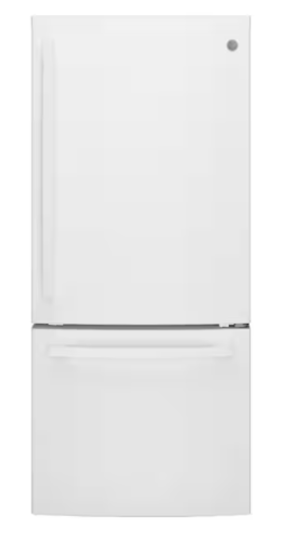 GE *GDE21EGKWW 21.0 cu. ft. Bottom Freezer Refrigerator in White, ENERGY STAR