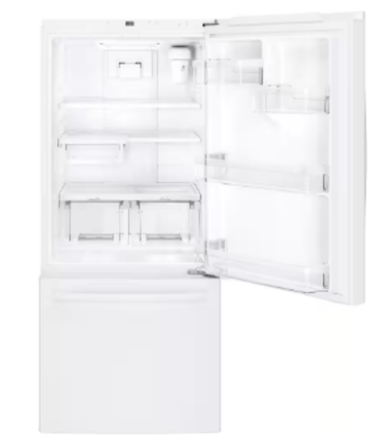 GE *GDE21EGKWW 21.0 cu. ft. Bottom Freezer Refrigerator in White, ENERGY STAR