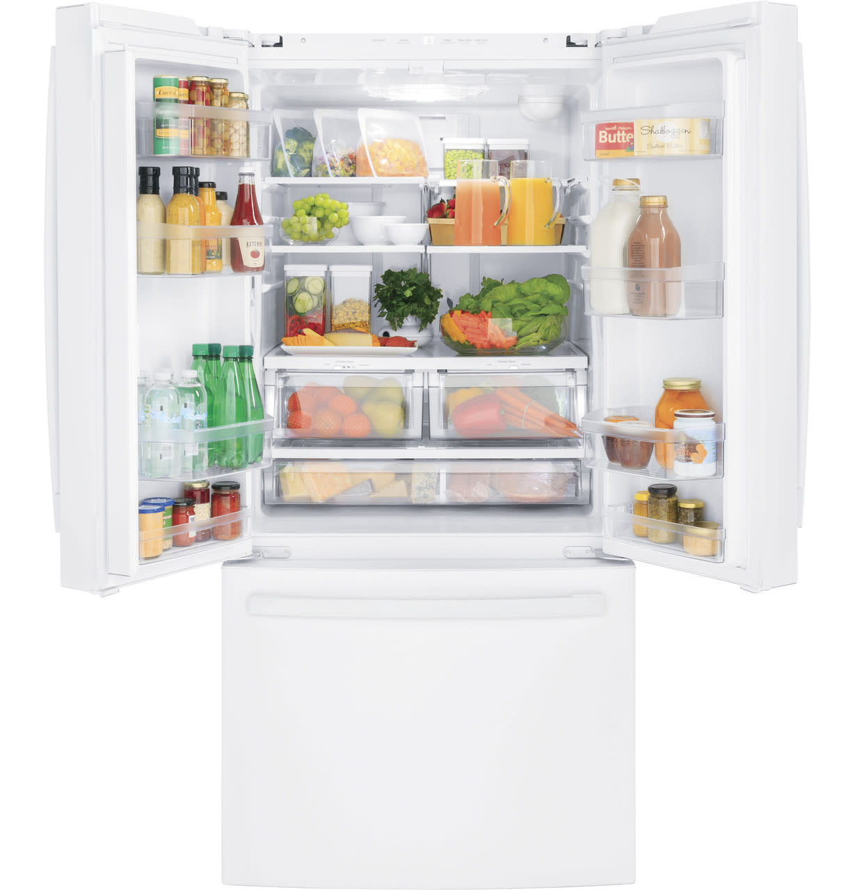 GE *GWE19JGLWW 18.6 cu. ft. Counter Depth French Door Refrigerator in White