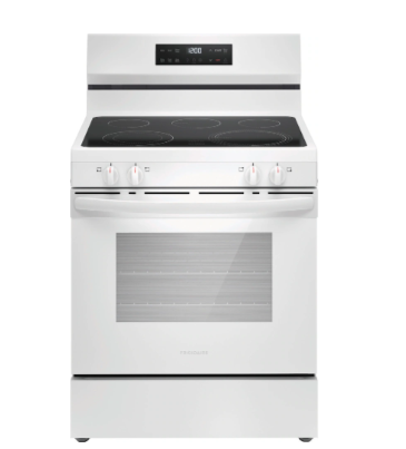 Frigidaire *FCRE3062AW  30 in. 5 Burner Element Freestanding Electric Range in White with EvenTemp and Steam Clean