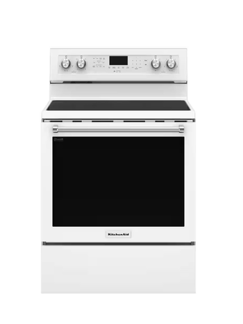 Kitchenaid *KFEG500EWH  6.4 cu. ft. 5 Burner Element Electric Range with Self-Cleaning Convection Oven in White