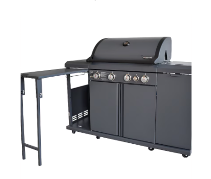 Brand-Man *BMRUS2-4B  Brand-Man Grills Rustler2 5438131 Gray 4-Burner Liquid Propane and Natural Gas Grill with 1 Side Burner