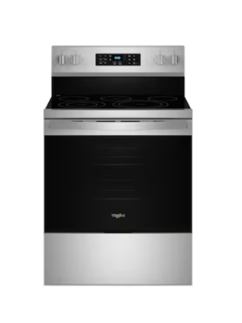Whirlpool *WFES5030RS  30-in Glass Top 5 Burners 5.3-cu ft Self-Cleaning Air Fry Convection Oven Freestanding Electric Range (Stainless Steel)