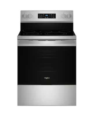 Whirlpool *WFES5030RS  30-in Glass Top 5 Burners 5.3-cu ft Self-Cleaning Air Fry Convection Oven Freestanding Electric Range (Stainless Steel)