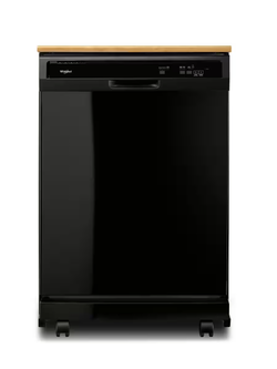 Whirlpool *WDP370PAHB  24 in. Black Front Control Heavy-Duty Portable Dishwasher with 1 Hour Wash Cycle and 12-Place Settings, 64 dBA