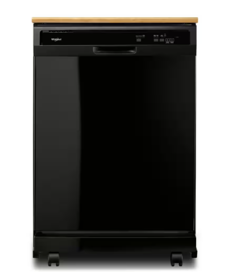 Whirlpool *WDP370PAHB  24 in. Black Front Control Heavy-Duty Portable Dishwasher with 1 Hour Wash Cycle and 12-Place Settings, 64 dBA