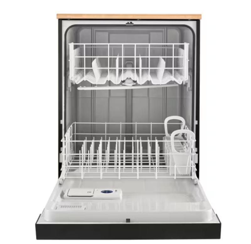 Whirlpool *WDP370PAHB  24 in. Black Front Control Heavy-Duty Portable Dishwasher with 1 Hour Wash Cycle and 12-Place Settings, 64 dBA
