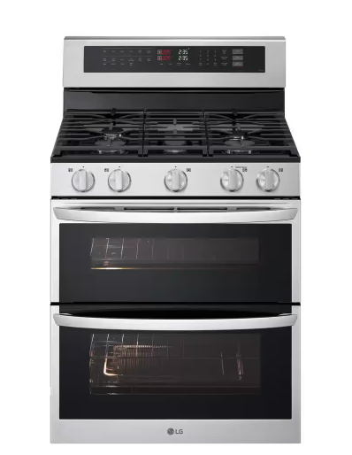 LG *LDGL6924S  30 in. 6.9 cu. ft. 5 Burners Smart Wi-Fi Freestanding Double Oven Gas Range in Stainless Steel with Probake Covection
