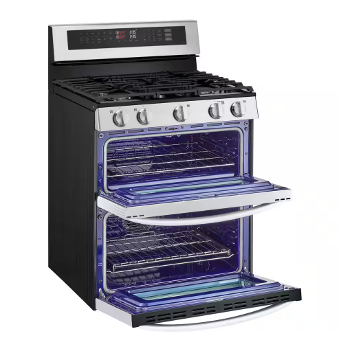 LG *LDGL6924S  30 in. 6.9 cu. ft. 5 Burners Smart Wi-Fi Freestanding Double Oven Gas Range in Stainless Steel with Probake Covection