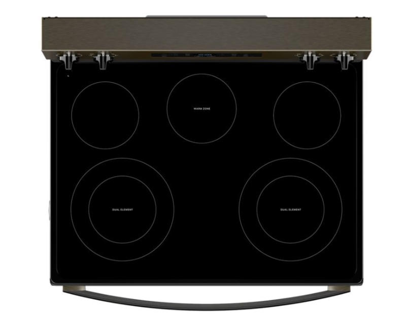Whirlpool *WFES3330RV  30-in Glass Top 5 Burners 5.3-cu ft Steam Cleaning Freestanding Electric Range (Black Stainless)