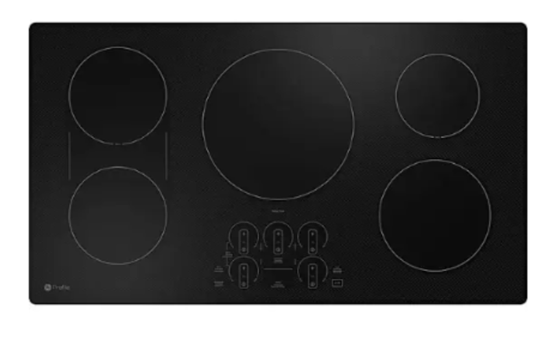 GE *PHP9036DTBB  Profile 36 inch 5 burners Black Smart Compatible Induction Cooktop with Bridge Element