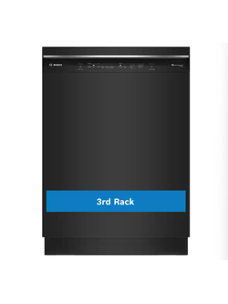 Bosch *SHE53C86N  300 Series 24 in. Black Front Control Tall Tub Dishwasher with Stainless Steel Tub and 3rd Rack, 46 dBA
