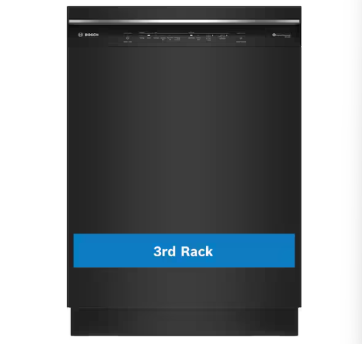 Bosch *SHE53C86N  300 Series 24 in. Black Front Control Tall Tub Dishwasher with Stainless Steel Tub and 3rd Rack, 46 dBA