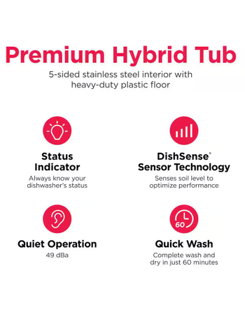 Frigidaire FDHP4336AS (NIB)  24 in. Top Control Built-In Tall Tub Dishwasher in Stainless Steel with 5-Cycles 49dBA and Hybrid Tub