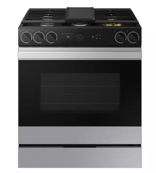 Samsung *NSG6DG8700SR  Bespoke 30 in. 6.0 cu. ft. 5 Burner Smart Slide-In Gas Range with Smart Oven Camera & Air Fry in Stainless Steel