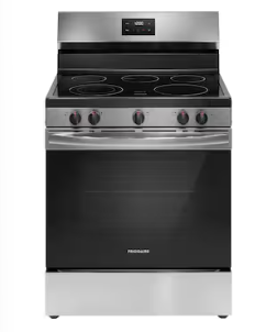 Frigidaire *FCRE3052BS 30-in Glass Top 5 burners 5.3-cu ft Freestanding Electric Range Stainless Steel)