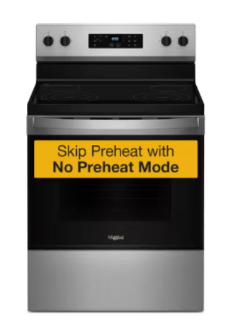 Whirlpool *WFES3530RS  30 in. 4 Burner Element Freestanding Electric Range in Stainless Steel with No Preheat Mode