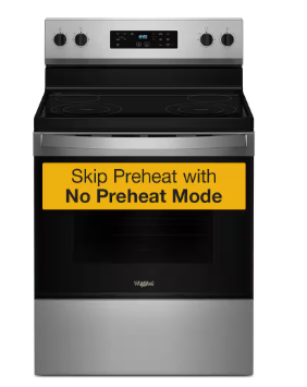 Whirlpool *WFES3530RS  30 in. 4 Burner Element Freestanding Electric Range in Stainless Steel with No Preheat Mode