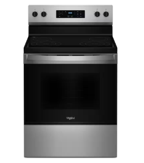 Whirlpool *WFES3530RS  30 in. 4 Burner Element Freestanding Electric Range in Stainless Steel with No Preheat Mode