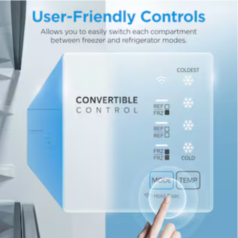 Midea *MRU21C7BST 50/50 Flex 3 Way Convertible Upright Freezer/Refrigerator 20-cu ft Garage Ready Frost-free Upright Freezer ( Stainless Steel ) ENERGY STAR Certified