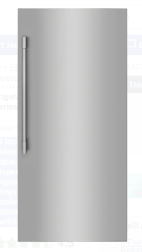 Frigidaire *PRDA1922AF 33 Inch Refrigerator Column with 19 Cu. Ft. Capacity, Internal Water Dispenser, SpaceWise Organization, CrispSeal Crispers, EvenTemp Cooling, Door Alarm, Sabbath Mode and Star-K Certified