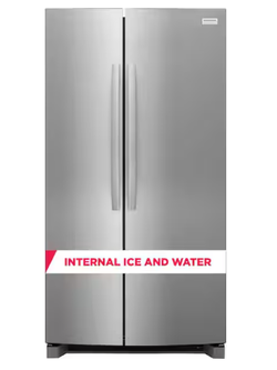 Frigidaire *GRSN2620AF  Gallery 36 in. 26 cu. ft. Standard Depth Side-by-Side Refrigerator in Stainless Steel with Internal Water Dispenser