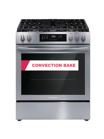 Frigidaire *FCFG3083AS 30 in. 5 Burners Slide-In Front Control Self-Cleaning Gas Range with Convection in Stainless Steel