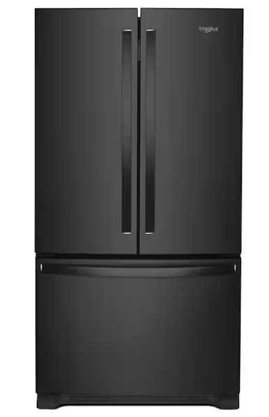 Whirlpool *WRFC2036RB  20 cu. ft. Counter Depth French Door Bottom Mount Refrigerator in Black with Elevated Deli Drawer