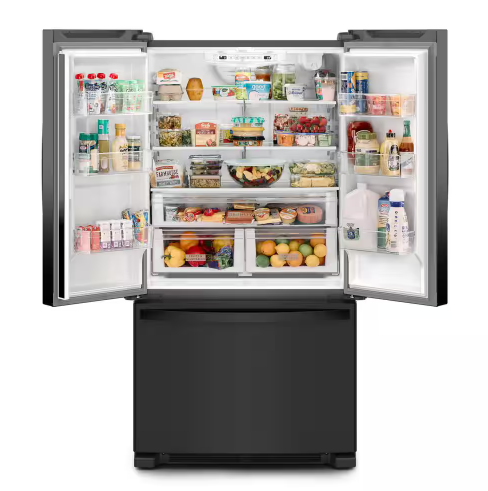 Whirlpool *WRFC2036RB  20 cu. ft. Counter Depth French Door Bottom Mount Refrigerator in Black with Elevated Deli Drawer