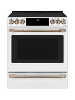 CAFE CES700P4MW2 (NIB) 30" Smart Slide-In, Front-Control, Radiant and Convection Range in Matte White