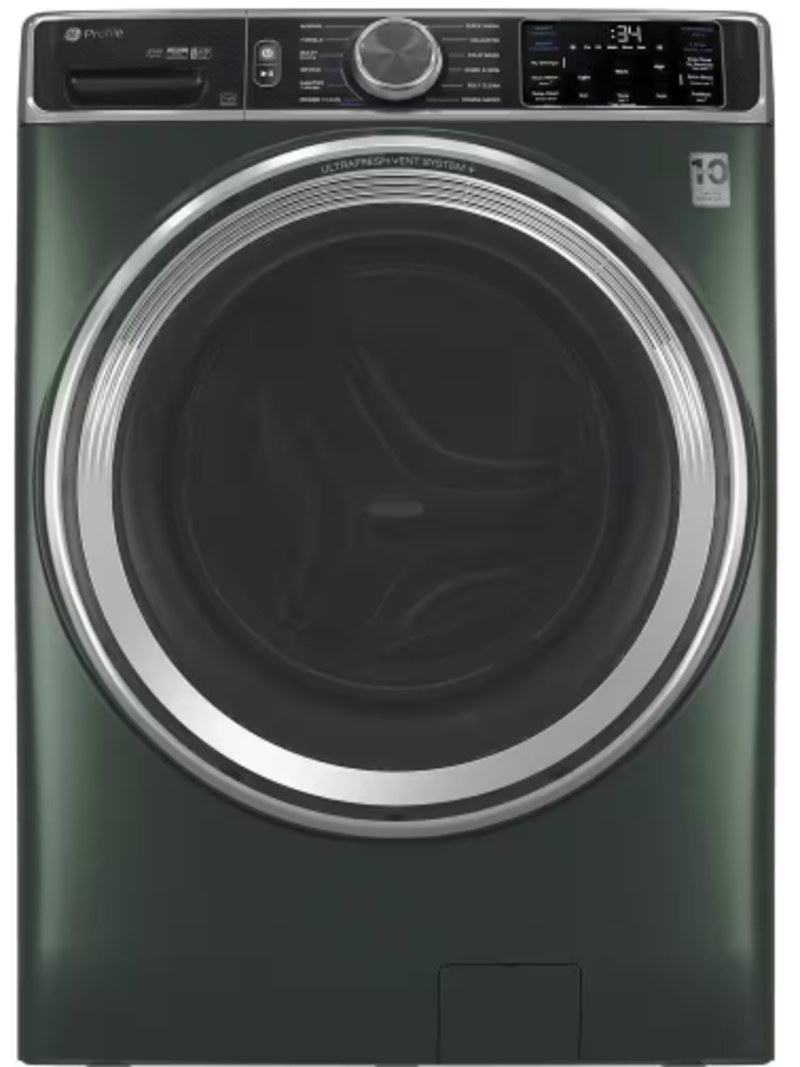 GE *PFW955SPWGN  Profile 5.5 cu. ft. Capacity Smart Front Load Washer with UltraFresh Vent System Plus, PowerSteam, Smart Wash Plus Rinse in Jade Green