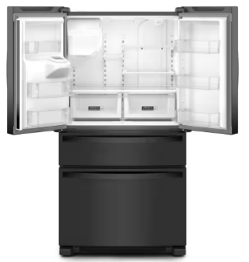 Whirlpool *WRMF3636RB  24.5 cu. ft. Wide French Door Bottom Mount Refrigerator in Black with Maximum Ice Capacity