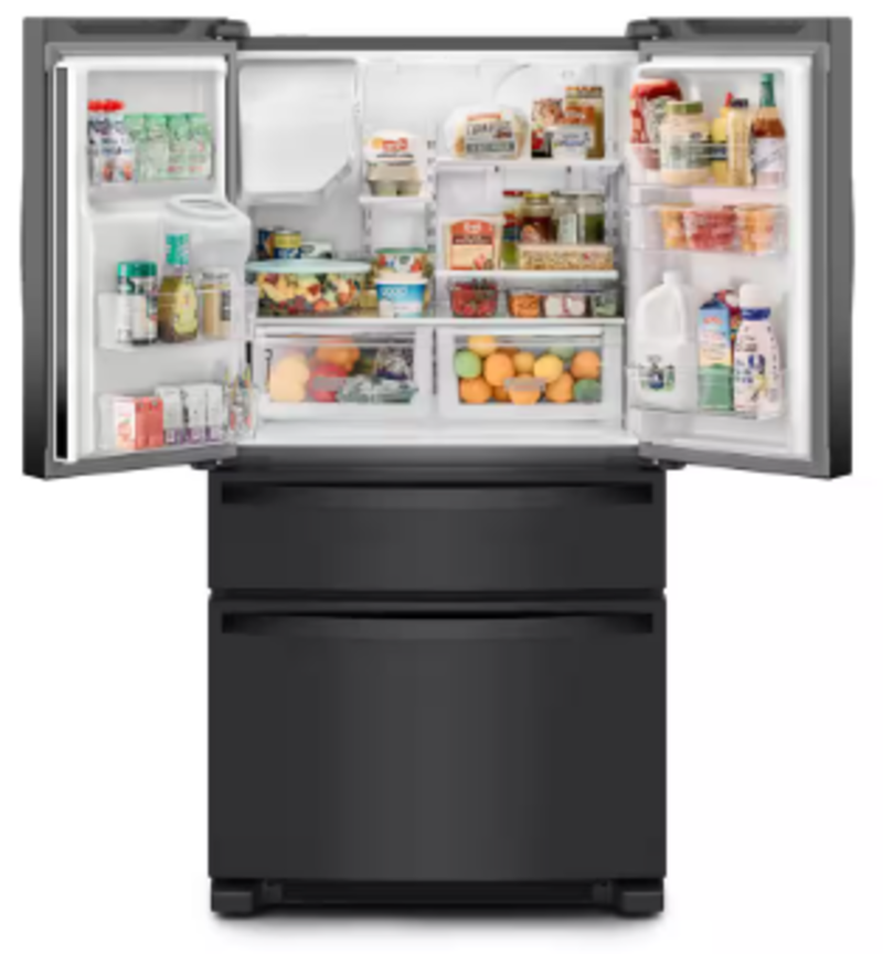 Whirlpool *WRMF3636RB  24.5 cu. ft. Wide French Door Bottom Mount Refrigerator in Black with Maximum Ice Capacity