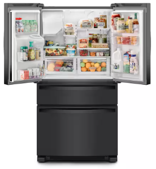 Whirlpool *WRMF3636RB  24.5 cu. ft. Wide French Door Bottom Mount Refrigerator in Black with Maximum Ice Capacity
