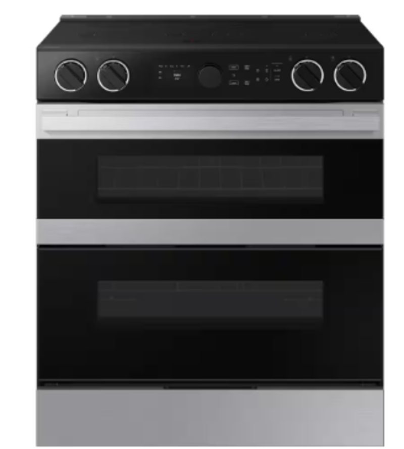Samsung *NSE6DG8550SR  30 in. Bespoke 5-Burner Element Smart Slide-In Electric Range 6.3 cu. ft. Capacity with Flex Duo in Stainless Steel