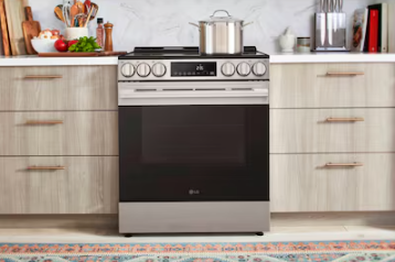 LG *LSEL6333XE   30-in Glass Top 5 burners 6.3-cu ft Air Fry Convection Oven Freestanding Electric Range ( Stainless Steel )