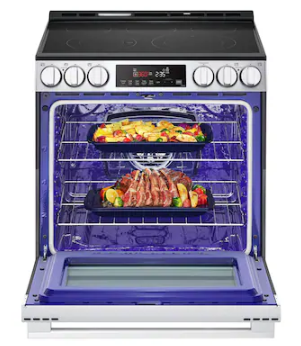 LG *LSEL6333XE   30-in Glass Top 5 burners 6.3-cu ft Air Fry Convection Oven Freestanding Electric Range ( Stainless Steel )