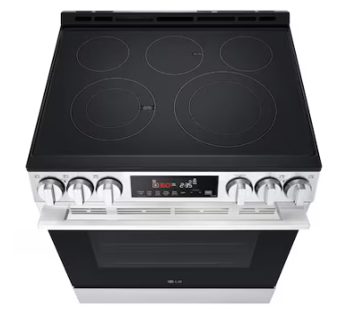 LG *LSEL6333XE   30-in Glass Top 5 burners 6.3-cu ft Air Fry Convection Oven Freestanding Electric Range ( Stainless Steel )